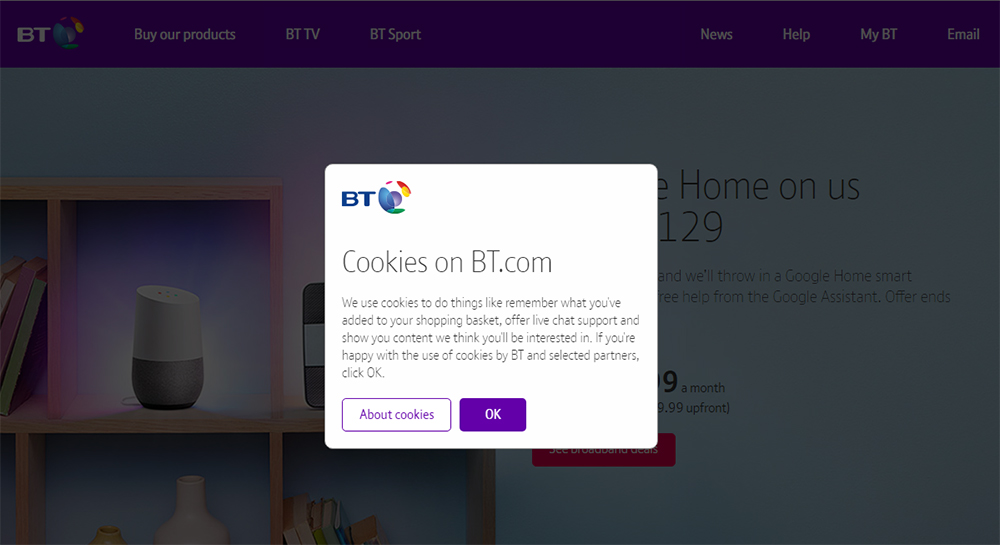 BT Cookies Notice