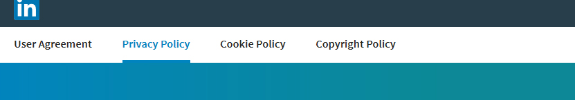 LinkedIn policy menu with Privacy Policy highlighted